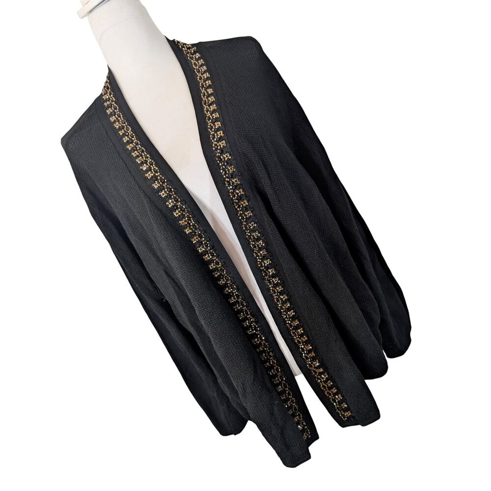 NWOT! COLDWATER CREEK! RICH BLACK RAYON+ INTRICATELY BEADED CARDI SWEATER! 3X